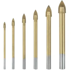 SET 6 PUNTE AD ALETTE PER VETRO E CERAMICA PER TRAPANO 3/4/5/6/8/10 mm