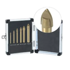 SET 6 PUNTE AD ALETTE PER VETRO E CERAMICA IN TITANIO PER TRAPANO RIBITECH