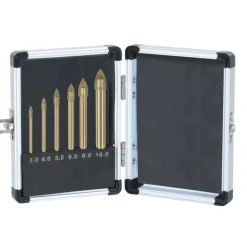 SET 6 PUNTE AD ALETTE PER VETRO E CERAMICA IN TITANIO PER TRAPANO RIBITECH