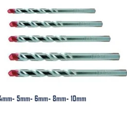 SET 5 PUNTE PUNTA TRAPANO A SPIRALE PER MURO E METALLO ROSSO 4-5-6-8-10 MM FORO