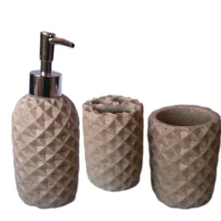 SET 3 PZ ACCESSORI BAGNO DISPENSER BICCHIERE PORTA SPAZZOLINO IN RESINA
