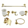 SET 6 PZ ACCESSORI BAGNO IN ORO E CERAMICA CON PUNTI LUCE CRISTALLI IN ACRILICO