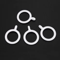 SET 9 PZ ANELLI GANCIO AD ANELLO PER TENDE IN PLASTICA DA 35 MM BIANCO TONDI BAGNO 87353