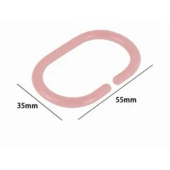 SET 12 PZ ANELLI GANCIO PER TENDA DA DOCCIA BOX BAGNO IN PLASTICA PP ROSA 87243
