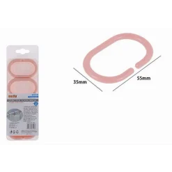 SET 12 PZ ANELLI GANCIO PER TENDA DA DOCCIA BOX BAGNO IN PLASTICA PP ROSA 87243