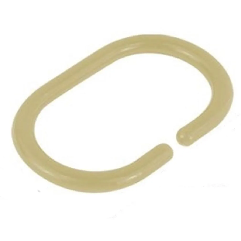 SET 12 PZ ANELLI GANCIO PER TENDA DA DOCCIA BOX BAGNO IN PLASTICA PP BEIGE 87244