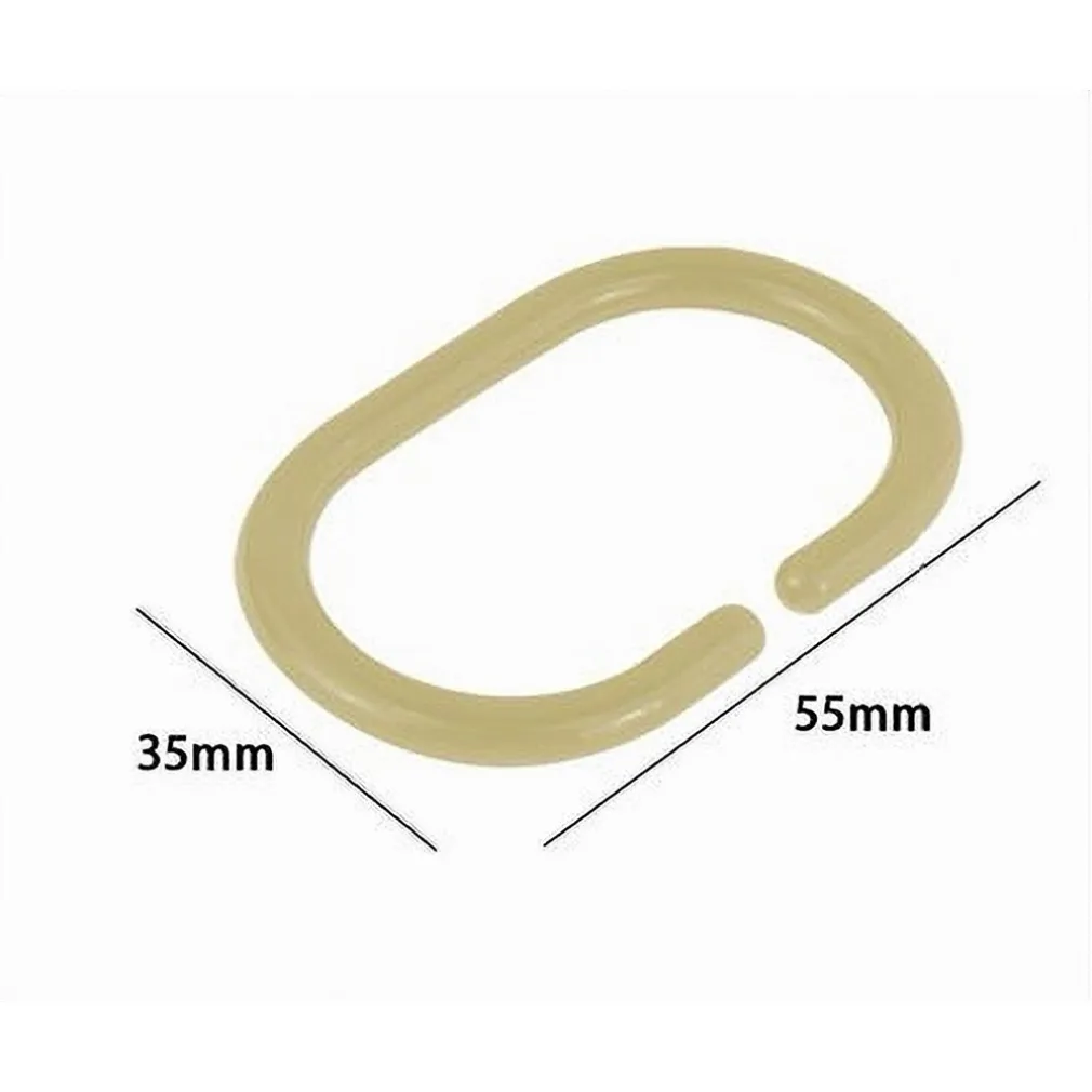 SET 12 PZ ANELLI GANCIO PER TENDA DA DOCCIA BOX BAGNO IN PLASTICA PP BEIGE 87244