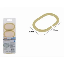 SET 12 PZ ANELLI GANCIO PER TENDA DA DOCCIA BOX BAGNO IN PLASTICA PP BEIGE 87244