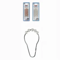 SET 12 PZ ANELLI GANCIO TENDA DOCCIA METALLO CON PERLINE BAGNO BOX DOCCIA 59778