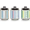SET 3 PZ BARATTOLI CONTENITORI DA CUCINA IN VETRO TEXTILENE SALE CAFFÈ ZUCCHERO
