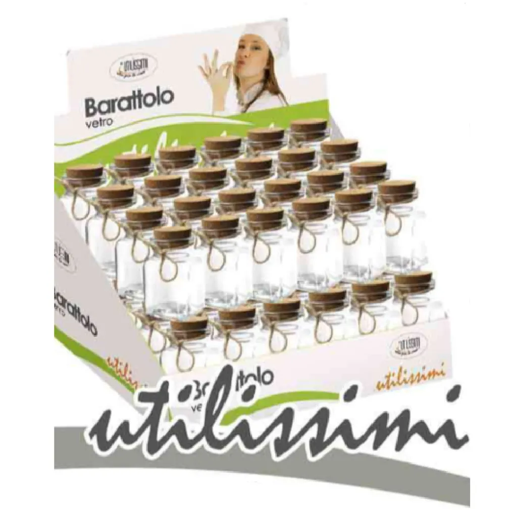 SET 48 PZ BARATTOLO BARATTOLINO TAPPO SUGHERO BOMBONIERA IN VETRO 4X5CM 715778