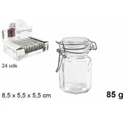 SET 24 PZ BARATTOLO OTTAGONALE VASETTO CON TAPPO PORTA SPEZIE VETRO 85G 100827