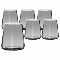 SET 6 PZ BICCHIERI 38CL ELEGANTI IN VETRO TRASPARENTE JOLANGE GRIGI VINO BEVANDE