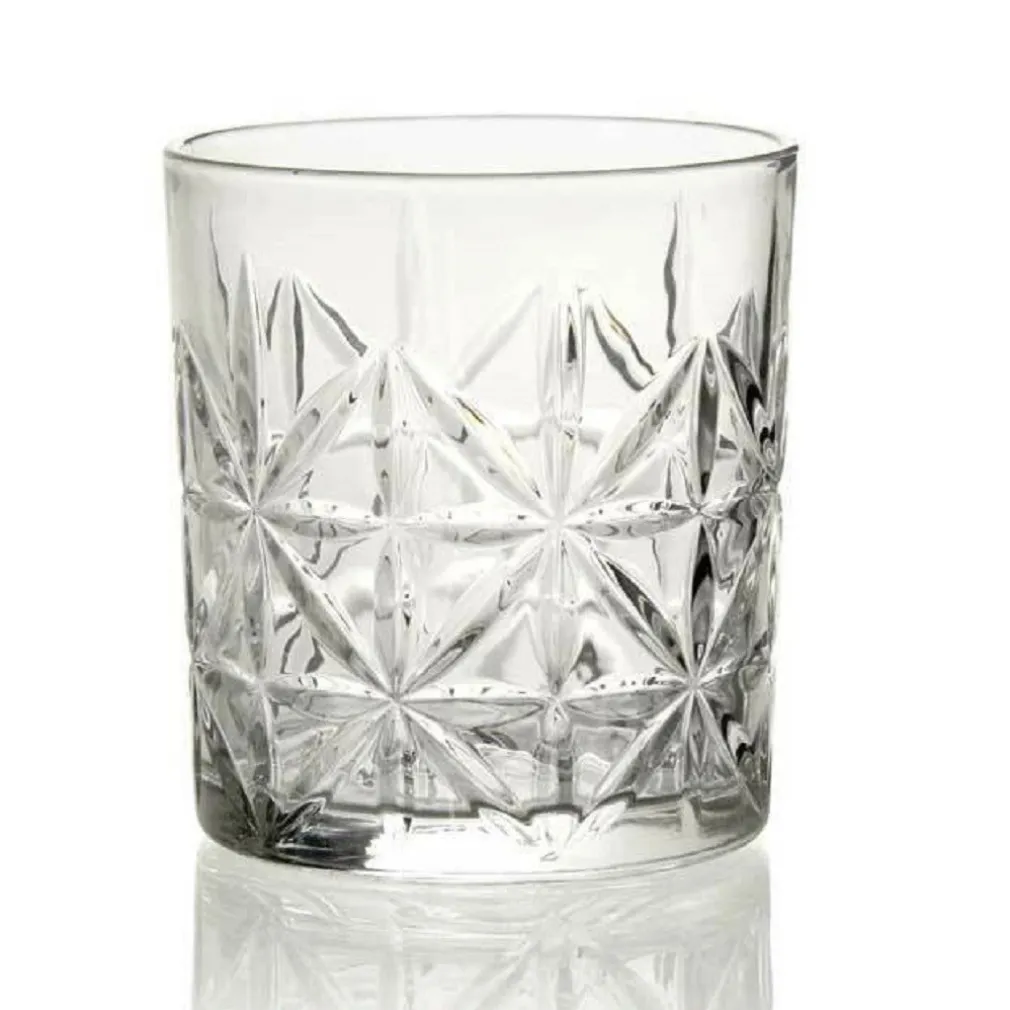 SET 6 PZ BICCHIERI DECORO OLD FASHION VETRO TRASPARENTE ACQUA VINO 312 ML 791222