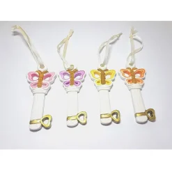 SET 12 PZ. BOMBONIERA BOMBONIERE CHIAVE FARFALLA 18 ANNI COMPLEANNO PORTACHIAVI