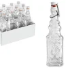 SET 12 PZ BOTTIGLIE IN VETRO QUADRATA DECORATA CON TAPPO MECCANICO 150 ML 108008