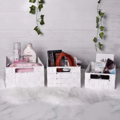 SET 21 PZ BOX SCATOLA IN TESSUTO PORTAOGGETTI ORGANIZER CON MANICI BIANCO 79085