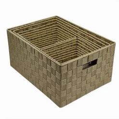 SET 21 PZ BOX SCATOLA IN TESSUTO PORTA OGGETTI ORGANIZER CON MANICI BEIGE 79087