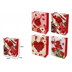 SET 6 PZ. BUSTE DA REGALO 26X32X12CM BORSA SAN VALENTINO ROSE VARI MODELLI 71099