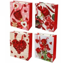 SET 6 PZ. BUSTE DA REGALO 18X23X10CM BORSA SAN VALENTINO ROSE VARI MODELLI 71098