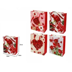 SET 6 PZ. BUSTE DA REGALO 18X23X10CM BORSA SAN VALENTINO ROSE VARI MODELLI 71098