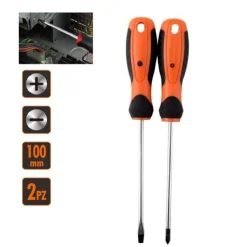 SET 2 PZ CACCIAVITE GIRAVITI CON PUNTA MAGNETICA A TAGLIO E A CROCE 100 MM 97188