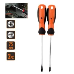 SET 2 PZ CACCIAVITE GIRAVITI CON PUNTA MAGNETICA A TAGLIO E A CROCE 75 MM 97177