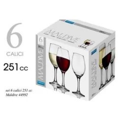 SET 6 PZ CALICI BICCHIERI BICCHIERE VINO MALDIVE 251CC VETRO TRASPARENTE 570278