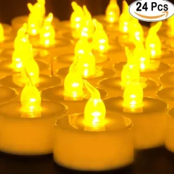 SET 24 PZ CANDELE LED LUMINI GIALLI A BATTERIA LUCE DECORAZIONE