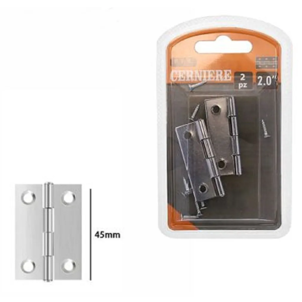 SET 2 PZ CERNIERE PER PORTE MOBILI ARMADI SPORTELLI ANTE 45 MM SILVER VITI 69032
