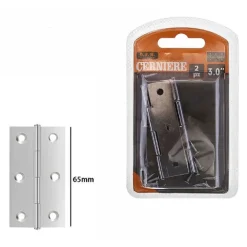 SET 2 PZ CERNIERE PER PORTE MOBILI ARMADI SPORTELLI ANTE 65 MM SILVER VITI 69034