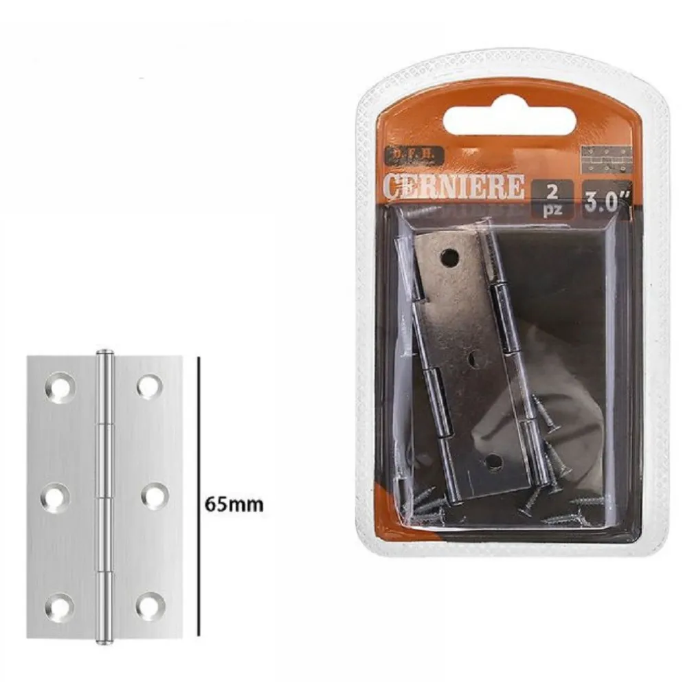 SET 2 PZ CERNIERE PER PORTE MOBILI ARMADI SPORTELLI ANTE 65 MM SILVER VITI 69034