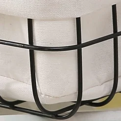 SET 2 PZ CESTINI IN METALLO CON RIVESTIMENTO TESSUTO PORTA OGGETTI MANICI 10628