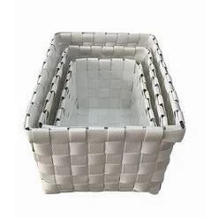 SET 3 PZ CESTINI PORTAOGGETTI ORGANIZER TESSUTO BAGNO RETTANGOLARI BIANCO 59080