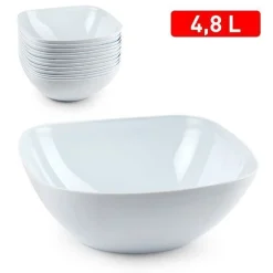 SET 12 PZ CIOTOLA GRANDE QUADRATA OPALE BIANCA DA 4,8 LT SERVIZIO PIATTI 1221301