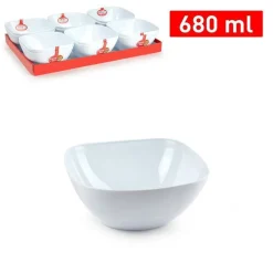 SET 12 PZ CIOTOLA QUADRATA OPALE BIANCA DA 680 ML SERVIZIO PIATTI TAVOLA 1221901