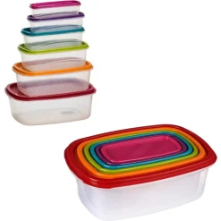 SET 6 PZ CONTENITORI ERMETICI CON COPERCHIO PER CONSERVARE ALIMENTI RETTANGOLARI