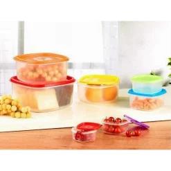 SET 6 PZ CONTENITORI ERMETICI CON COPERCHIO PER CONSERVARE ALIMENTI RETTANGOLARI