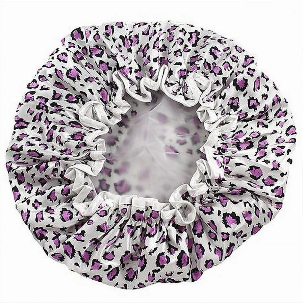 SET 2 PZ CUFFIA DOCCIA BAGNO ELASTICO FANTASIA ANIMALIER PROTEGGE CAPELLI 10041