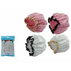 SET 2 PZ CUFFIA DOCCIA BAGNO ELASTICO BORDINO BRILLANTINI PROTEGGE CAPELLI 79483