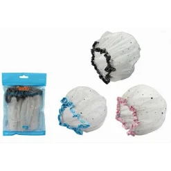 SET 2 PZ CUFFIA PER DOCCIA BAGNO ELASTICO BORDINO STELLE PROTEGGE CAPELLI 59708