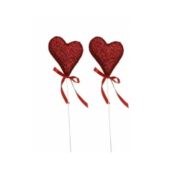 SET 4 PZ CUORI IN POLISTIROLO CON STAND CUORE GLITTERATO 7CM SAN VALENTINO 68270