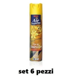 SET 6 PZ DEODORANTE PER AMBIENTE SPRAY PROFUMO CASA FRESCO 300ML VANIGLIA
