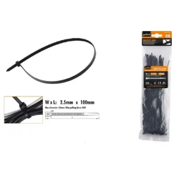 SET 60 PZ FASCETTE CAVI CAVO NERO STRINGENTI IN PLASTICA NYLON 2.5X100 MM 92379