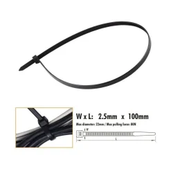 SET 60 PZ FASCETTE CAVI CAVO NERO STRINGENTI IN PLASTICA NYLON 2.5X100 MM 92379