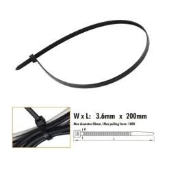 SET 40 PZ FASCETTE CAVI CAVO NERO STRINGENTI IN PLASTICA NYLON 3.6X200 MM 92381