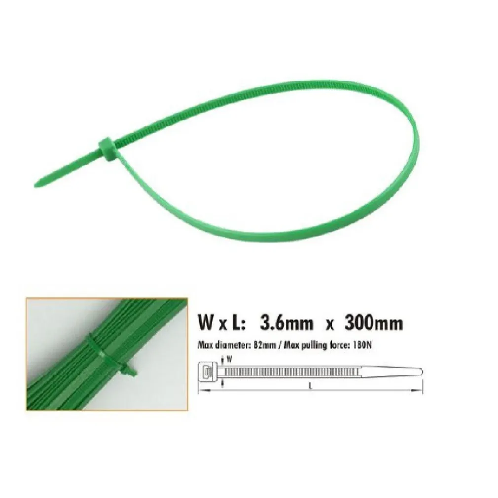 SET 30 PZ FASCETTE CAVI CAVO VERDE STRINGENTI IN PLASTICA NYLON 3.6X300 MM 92397