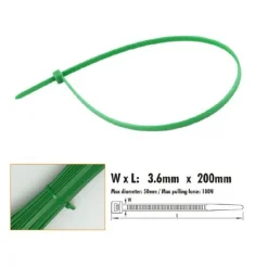 SET 40 PZ FASCETTE CAVI CAVO VERDE STRINGENTI IN PLASTICA NYLON 3.6X200MM 92395