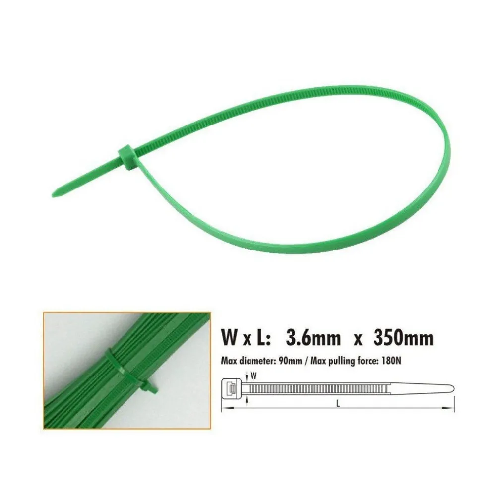 SET 30 PZ FASCETTE CAVI CAVO VERDE STRINGENTI IN PLASTICA NYLON 3.6X350 MM 92398
