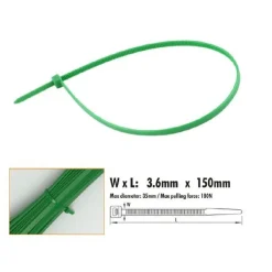 SET 40 PZ FASCETTE CAVI CAVO VERDE STRINGENTI IN PLASTICA NYLON 3.6X150MM 92394